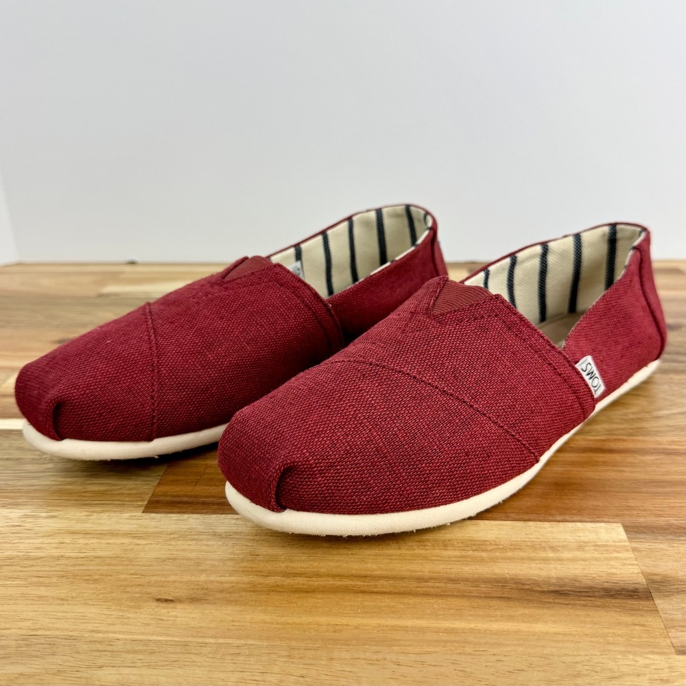 TOMS Alpargata Womens Classic Slip On‎ Casual Canvas Shoes Red Burgundy Size 8.5